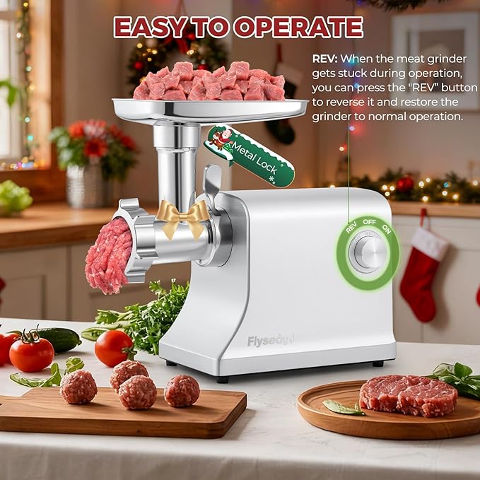 Electric Meat Grinder 3200w Commercial Heavy Duty Metal Gearbox Meat Grinder and Sausage Stuffers, Kubbe Kit for Household Use & Commercial