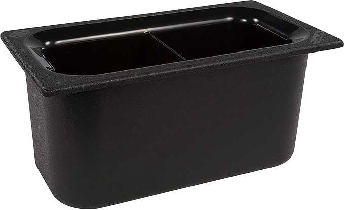 Carlisle FoodService Products CM110303 Coldmaster ABS Third-Size Divided Food Pan, 3.40 qt. Capacity, 12.68" x 6.89" x 6.01", Black