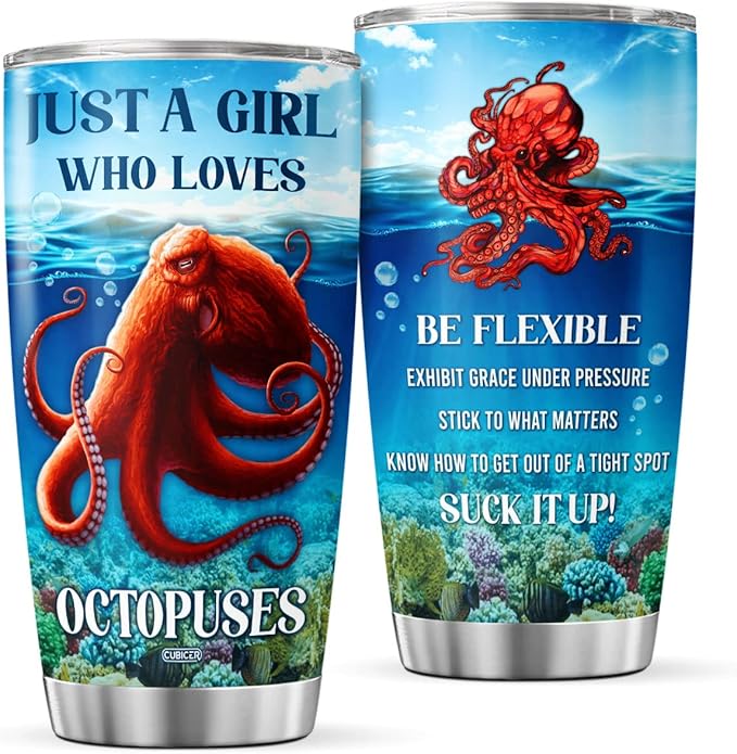 CUBICER Octopus Coffee Tumblers Insulated Tumbler Gifts For Octopus Lovers Women Men Birthday Large 20 Oz Mug Cup Stainless Steel Travel Mugs Accessories Room Decor Supplies