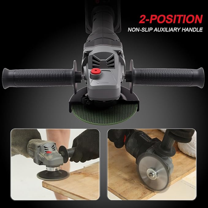Cordless Electric Angle Grinder, 4-1/2 Inch, 6.5amp, 21V Wireless Lithium Battery Drive, 7500RPM High-Speed Rotation, Equipped with Dual 4.0AH Batteries, Fast Charger