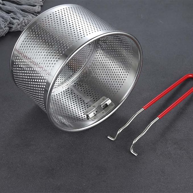 Pasta Strainer Set of 2, Stainless Steel Noodle strainer with Removable Handle Metal Pasta Strainer Basket Deep Fryer Basket, Kitchen Colander for Washing Draining Deep-frying Boiling Steaming(20cm)