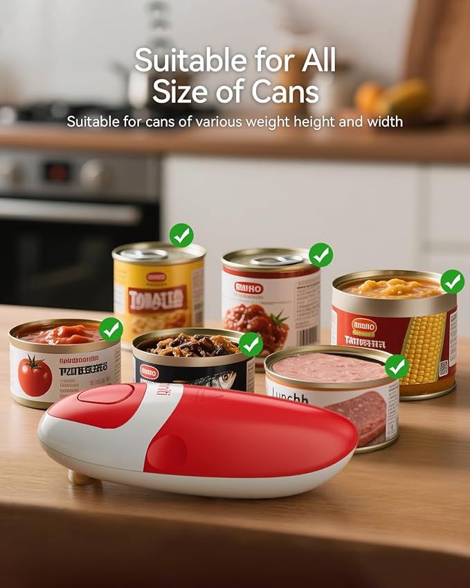 Phniti Handheld Electric Can Opener - Automatic Smooth Edge, Battery Operated for Seniors/Arthritis/Chefs - Fits All Can Sizes for Kitchen Use