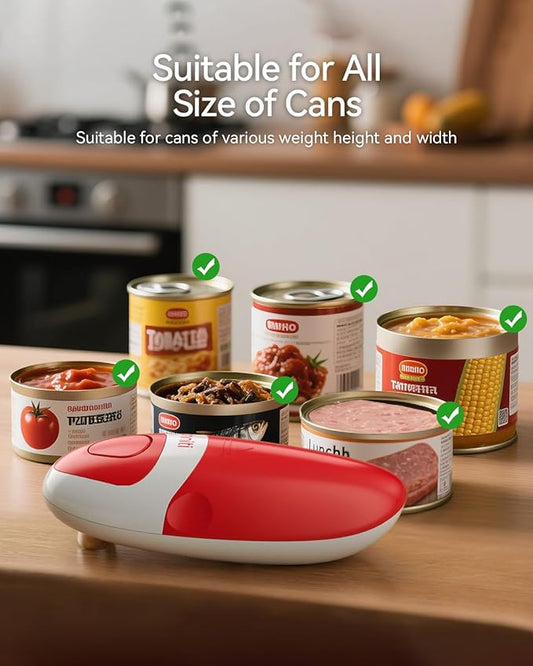 Phniti Handheld Electric Can Opener - Automatic Smooth Edge, Battery Operated for Seniors/Arthritis/Chefs - Fits All Can Sizes for Kitchen Use