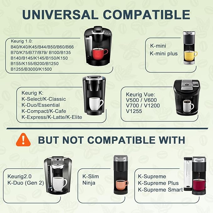 NESSUS K Cup Reusable Coffee Pods for Keurig 1.0, Stainless steel Reusable K Cups, Metal K Cups for Keurig Coffee Pods Reusable with Heat Resistant Handles and Coffee Scoop, NO BPA, 4 Pack