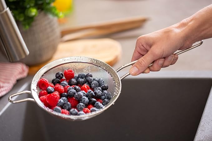 Chef Craft Select Mesh Strainer, 8 inch diameter, Stainless Steel