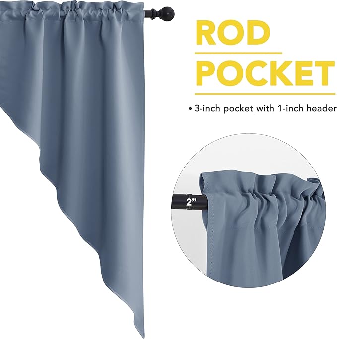 NICETOWN Balckout Swag Curtain Valances for Living Room, Farmhouse Rod Pocket Energy Saving Small Window Tiers for Thanksgiving, Stone Blue, 36" Width x 63" Length Each Panel, Set of 2