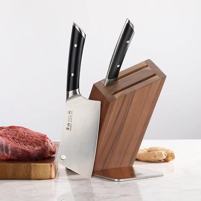 Cangshan HELENA Series German Steel Forged Cleaver Knife Block Set (3-Piece, Black)