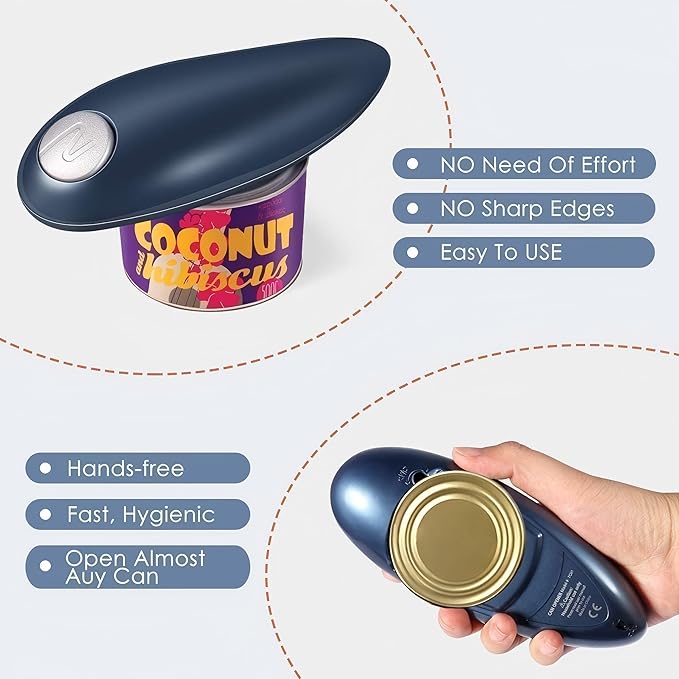 Electric Can Opener, No Sharp Edge Kitchen Can Opener, Food-Grade Safe, Arthritis-Friendly Design, Best Kitchen Gadget for Arthritis and Seniors