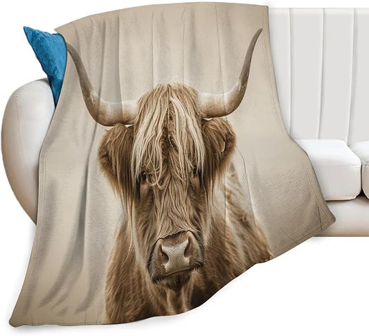 Highland Cow Blanket Gifts for Girls Boys Longhorn Cattle Throw Blankets Cozy Plush Fleece Western Decor Flannel Fuzzy for Women Men 50"X40"