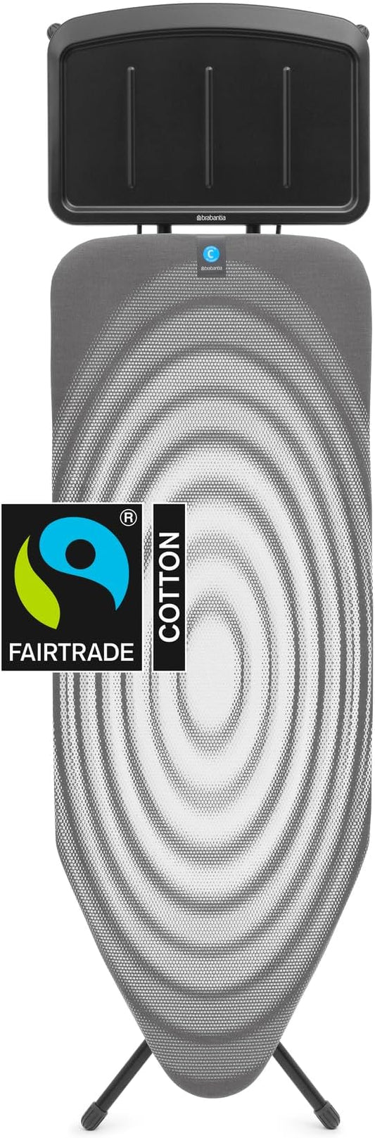 Brabantia - Ironing Board C - Extra Large Steam Unit Holder - Adjustable in Height - Non-Slip Rubber Feet - Cotton Cover with Foam Layer - Foldable XL Unit - Titan Oval - 49 x 18 inches
