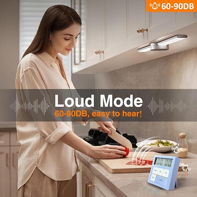 2-Pack Digital Kitchen Timer for Cooking Large Digit Loud Alarm Clock Magnetic Backing Stand Cooking Timer for Baking