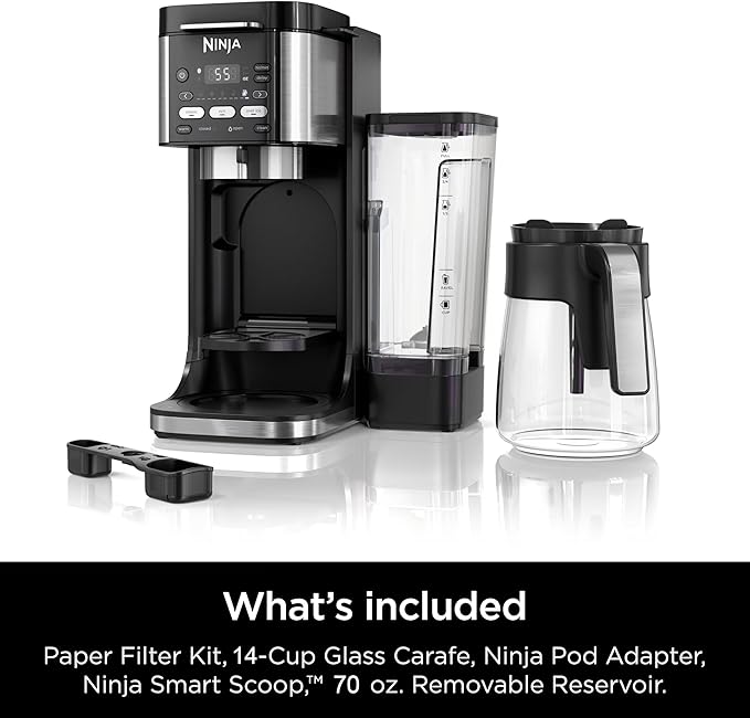 Ninja DualBrew Pro Hot & Iced Coffee Drip Coffee Maker (Renewed) | Compatible with K-Cup Pods | 3 Brew Styles (Classic, Rich, & Iced) | 70oz Removable Reservoir & Dishwasher Safe | Black | 14-Cup