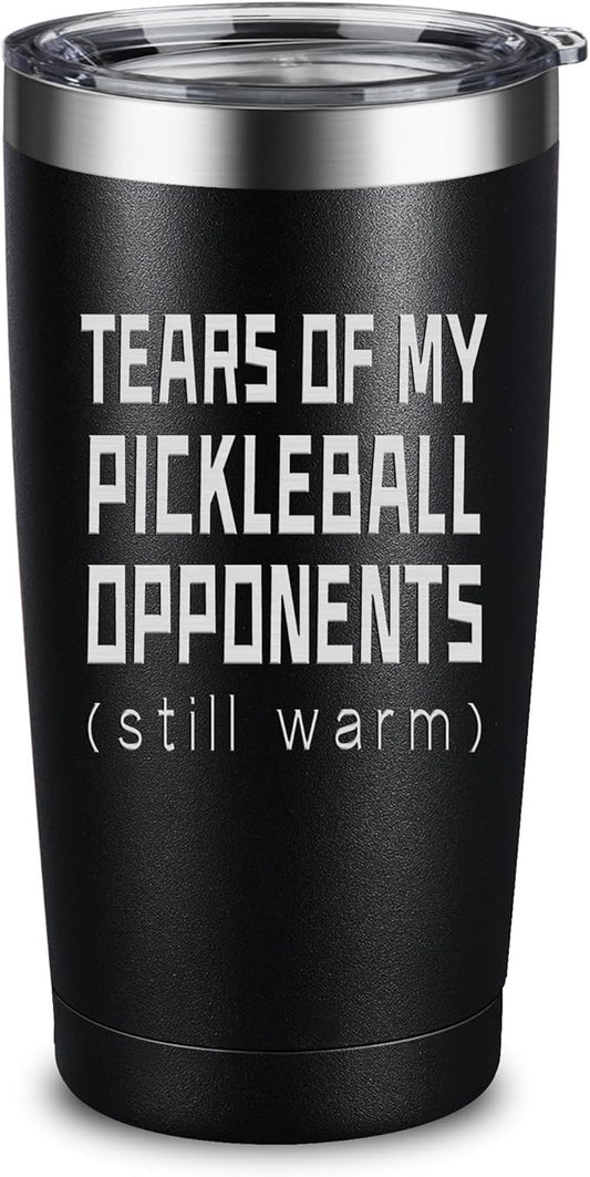 ARIABLE Tears of Pickleball Opponents Gifts for Pickleball Lover Fan, 20 Ounce Engraved Stainless Steel Insulated Tumbler, Black