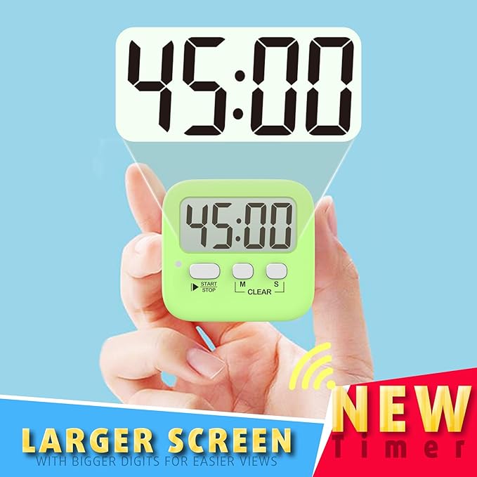Antonki 2 Pack Digital Timer for Kids, Magnetic Countdown Kitchen Timers for Cooking, Egg, Classroom, Teacher, Exercise, Study, Oven - Battery Included
