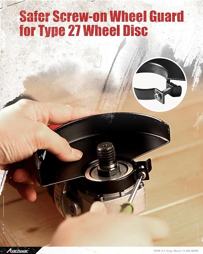 AVID POWER Angle Grinder 4-1/2 inch Electric Grinder Tools 750W 6.5 Amp Metal Grinder, 11500 RPM, with Grinding and Cutting Wheels, Auxiliary Handle, Wrench for Cutting and Grinding