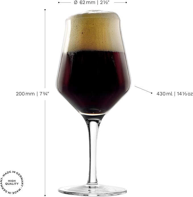 Stölzle Lausitz Craft Beer Glasses Set of 6. Dishwasher Safe Beer Glass Set (14.5 Fl oz). Durable and Stylish Bar Glasses, Premium Gifts for Dads