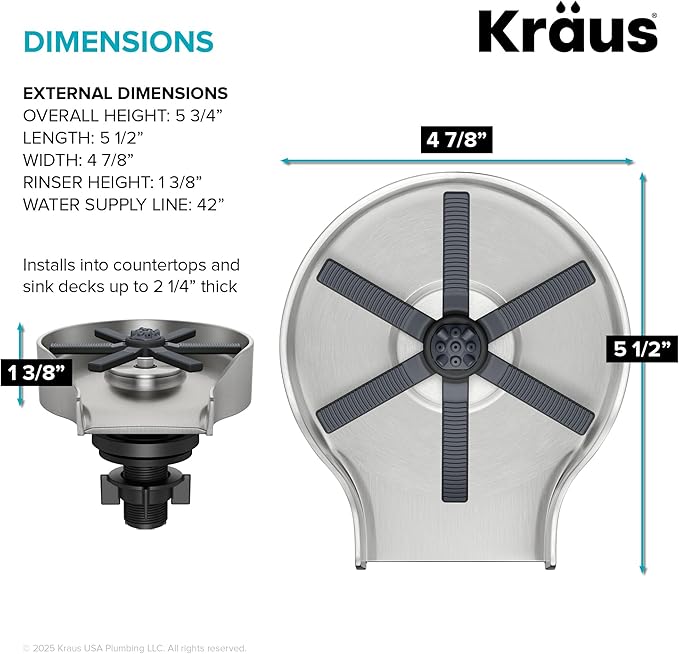 KRAUS CleanMate Glass Rinser for Kitchen Sink in Spot-Free Stainless Steel Color Finish, KGR-500SFS
