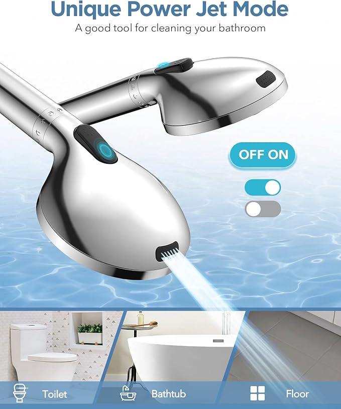 MakeFit Handheld Shower Head with Filter - High Pressure Shower Head with 10 Spray Modes, Hard Water Softener Showerhead with Hose, Bracket and Shower Filters to Remove Chlorine and Heavy Metals
