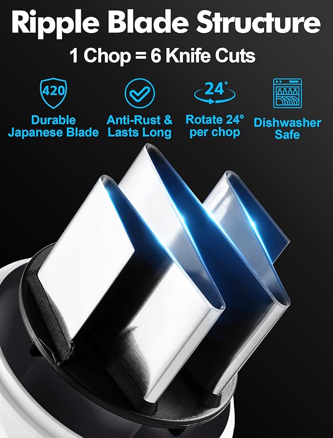 Food Chopper, Hand Chopper Dicer Easy to Clean, Manual Slap Vegetable Chopper Onion Cutter, Garlic Chopper Mincer for Onion, Nut, Tomato, Pepper, Celery, etc, White