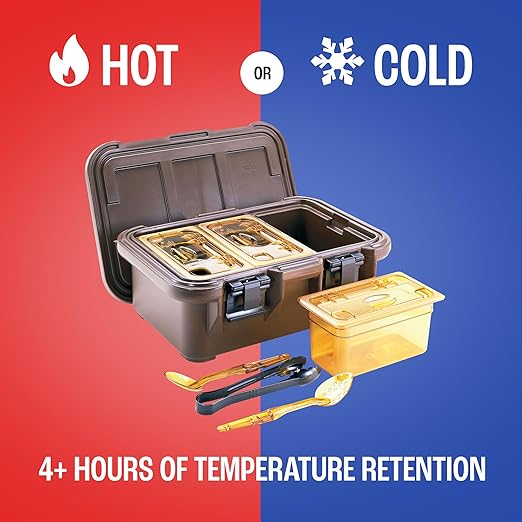 Cambro Insulated Food Pan Carrier - 6 Inch Deep Hotbox and Food Warmer for Catering & Transport - Top Load S-Series (Brown)