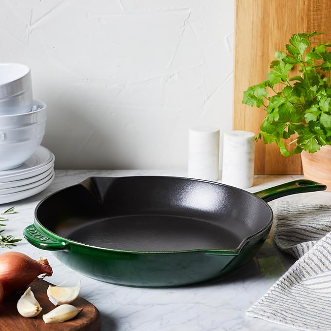 Staub Cast Iron 10-inch Fry Pan - Basil, Made in France