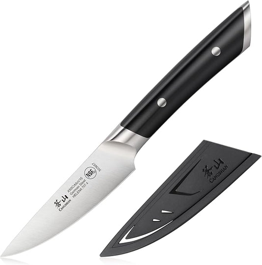 Cangshan HELENA Series German Steel Forged 3.5" Paring Knife with Sheath (Black)