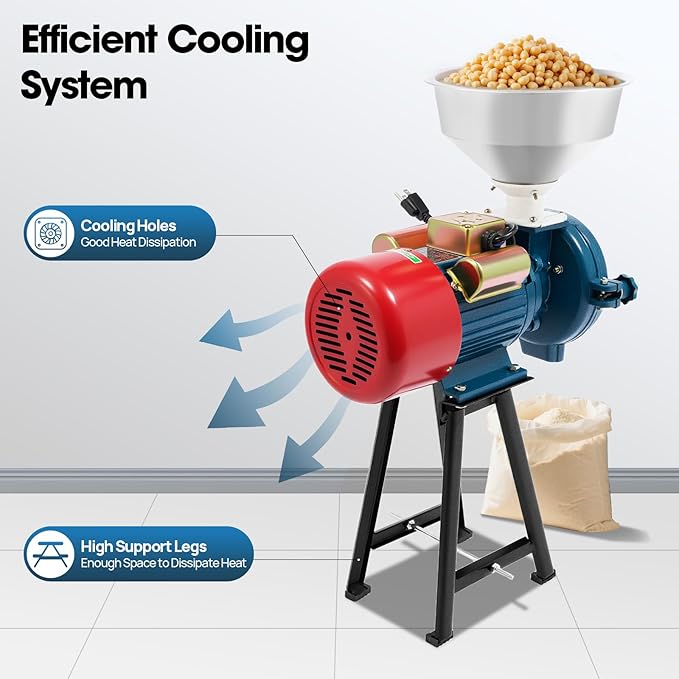 Electric Grain Mill Grinder 220V 2200W, Commercial Corn Grinder Multi-Grain Dry Grinding Machine, for Grain Rice, Coffee, Wheat, Coffee Beans, Home & Restaurant Use (220V, 2200W)