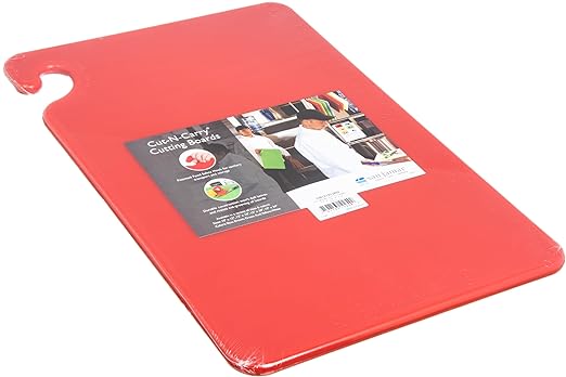 San Jamar - CB121812RD CB121812 Cut-N-Carry Co-Polymer Cutting Board, 18" Length x 12" Width x 1/2" Thick, Red