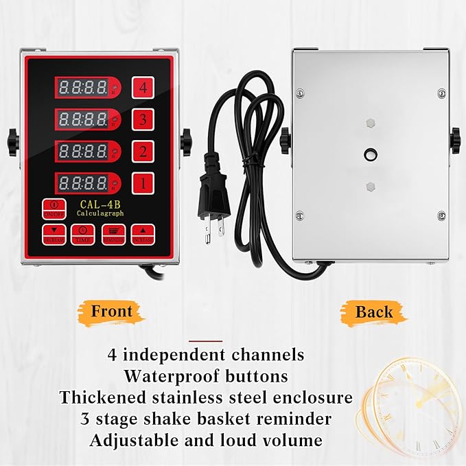 1 Pack 4-Channel Digital Kitchen Timer, Commercial Cooking Timer with Loud Alarm, Large LCD Display, for Restaurants, Baking, Labs, Multiple Independent Countdown Timers