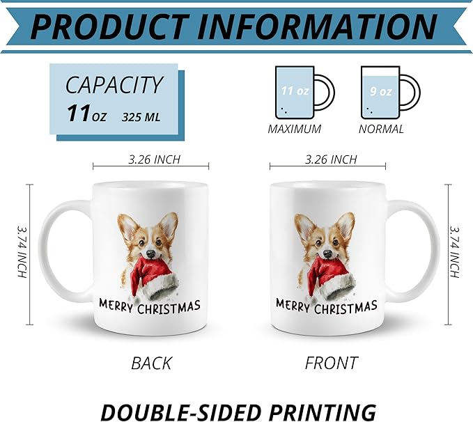 Christmas Corgi Mug, Corgi Lovers Gifts for Women Men Coffee Cups Ceramic, Dog Lovers Mom Dad Owner Gifts, Merry Christmas Dog Coffee Mug Cup for Women Men