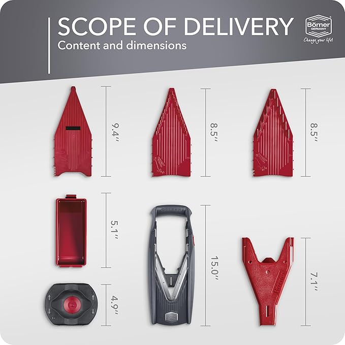 Börner Mandoline Slicer Vital (Starter Set) • Vegetable Slicer with Stainless Steel V-Blade • 10 Cutting Styles for Slices, Strips & Dices • Various Thickness Settings & Dressing Function