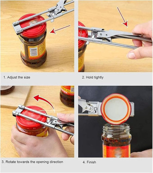 zengxiaoyun® Master Jar & Bottle Opener, Adjustable Multifunctional Stainless Steel Can Opener Jar Lid Gripper, Manual,Kitchen Accessories (2PCS)