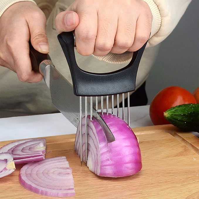 2Pack Onion Slicer, Food Slice Assistant Onion Holder Slicer, Kitchen Gadgets - Stainless Steel Vegetable Holder Cutting Kitchen Gadget Tomato Peeler