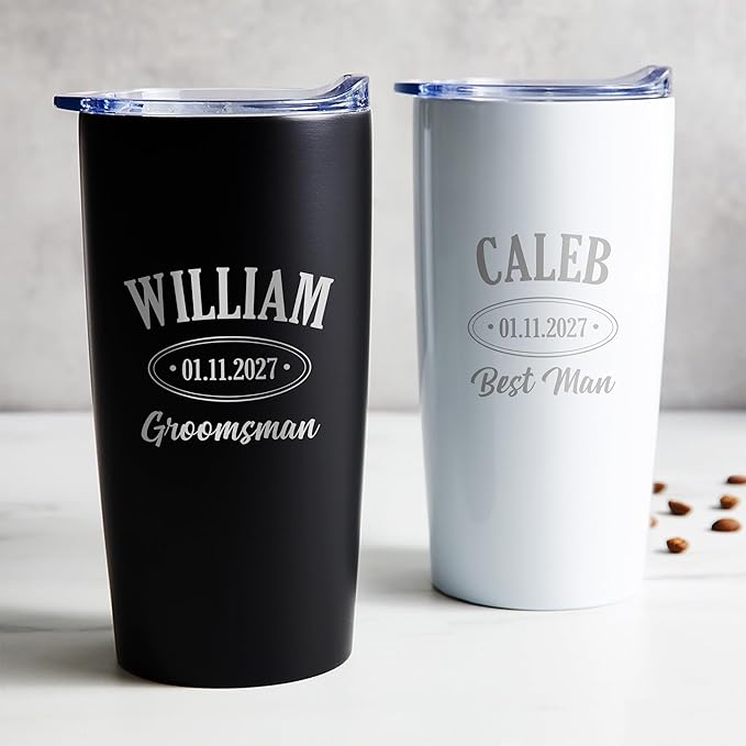 Lifetime Creations Engraved Personalized Groomsman Tumbler (Matte Black) 20 oz - Engraved Groomsman Stainless Steel Tumbler Coffee Travel Mug
