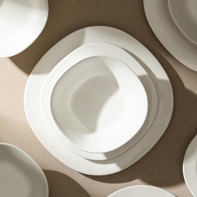 Stone Lain Quadro 24-Piece Dinnerware Set Porcelain, White