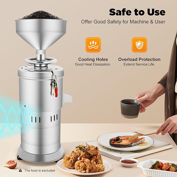 Electric Grain Grinder, Peanut Butter Maker Machine Sesame Sauce Grinder 110V 1100W Low Noise Household/Commercial Mill, High-Speed Grinding for Dry Ingredients like Herbs Spices Coffee Corn Beans