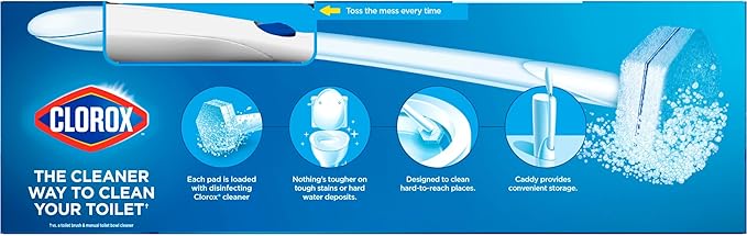Clorox ToiletWand Toilet Bowl Cleaner- Toilet Brush, Storage Caddy and 6 Disinfecting Refill Heads