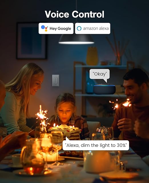 GHome Smart 3 Way Dimmer Smart Switch Can Work Separately Or Work with Traditional 3-Way Switch, Compatible with Alexa, Google Assistant, Neutral Wire Required, 2.4GHz WiFi Only, FCC Certified, 2 Pack