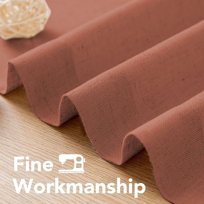 H.VERSAILTEX Living Room Linen Curtains Semi Sheer Curtains Nickel Grommet Curtain Energy Saving Light Filtering Window Treatments Panels for Bedroom, Rust, 2 Panels, 52 x 72 - Inch