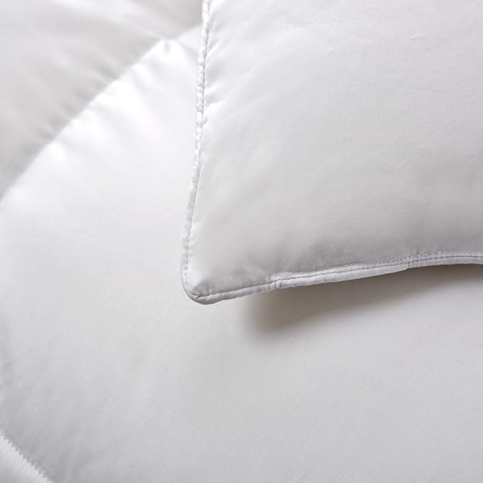 Serta Down Fiber Comforter Twin Size-Extra Warmth Duvet Insert, Luxury Fluffy Bed Comforter 100% Cotton 300 Thread Count Shell, Down Feather Fiber 500 Fill Power with Corner Taps, White 68x90inch