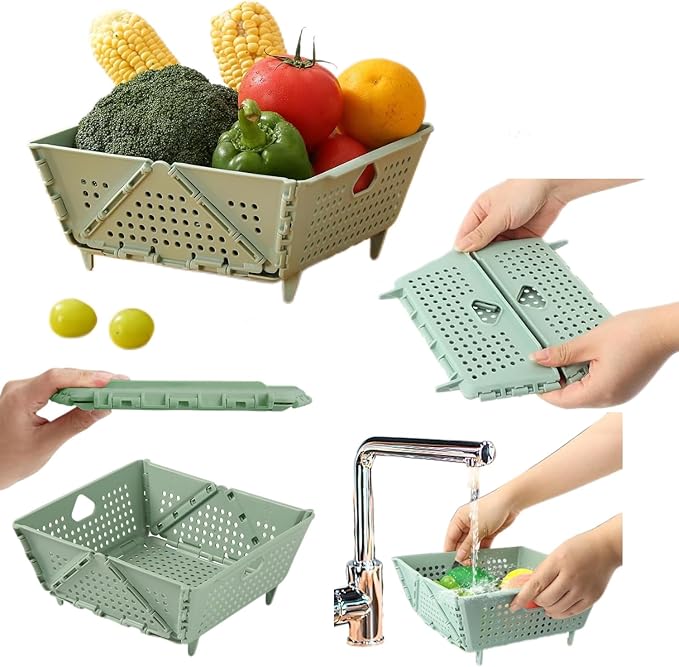 Thickened Collapsible multifunctional Strainers and Colander for Kitchen, Wash Foldable Storage Drain basket for Pasta, Fruit, Vegetables, snack，Berry Space-Saving ，RV Stackable Storage, Food cleaning