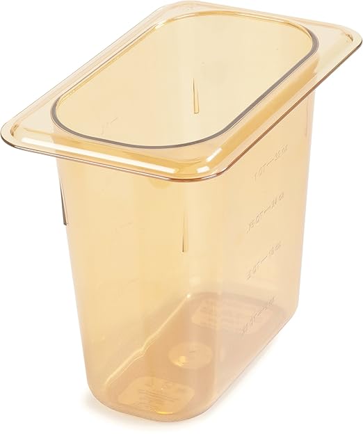 Carlisle FoodService Products High Heat Food Pan, 1/9 Size Food Storage Container for Serving Hot or Cold Food, 1.4 Qt, 6 Count, Black