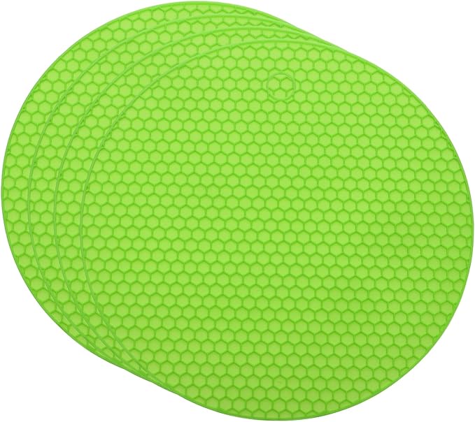 uxcell 4pcs Silicone Jar Opener Pads, 17.5cm/7" Texture Can Opener Multipurpose Round Bottle Lid Opener Non-Slip Coasters for Weak Hands Seniors Children, Green