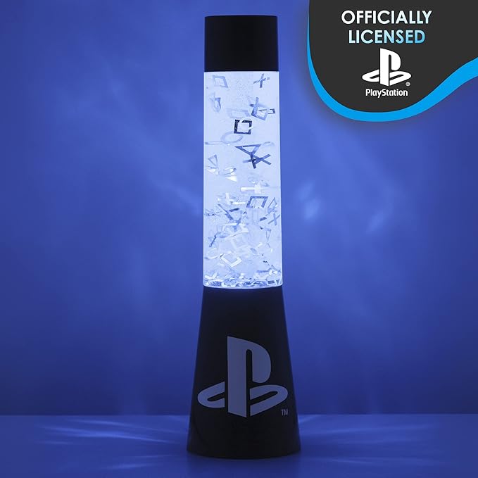 Paladone PlayStation Glitter Flow Lamp Night Light, Bedroom Décor Mood Light, 33 cm