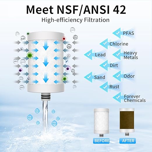 WINGSOL Stainless Steel Water Filter for Sink Faucet, NSF/ANSI 42, 360° Rotating Tap Purifier Reduces PFAS, Lead, Chlorine & Microplastics, 350 Gallons Long-Lasting for Kitchen & Bathroom