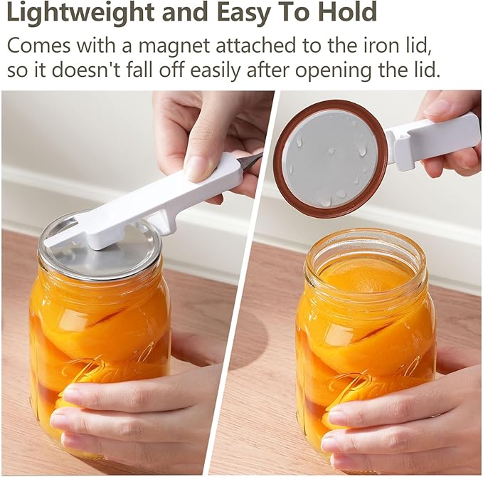 Mason Jar Opener with Magnets,Easy Release Vacuum Seal on Wide Mouth and Regular Mouth Lids,Jelly cover opener,Yogurt lids opener,Pulltab cans opener,3 in 1 Multifunctional Canning lid Opener.2pcs