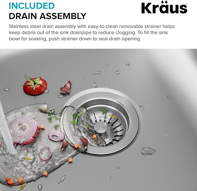 Kraus 23 Inch Stainless Steel Kitchen Sink, Durable 18 Gauge Single Bowl Kitchen Sinks Undermount, KBU12