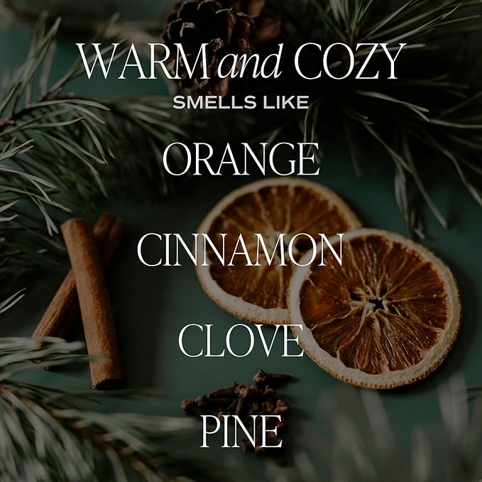 Sweet Water Decor Warm and Cozy Candle | Pine, Orange, Cinnamon, and Fir Balsam Winter Scented Soy Candles for Home | 9oz Amber Jar with Black Lid, 40 Hour Burn Time, Made in The USA