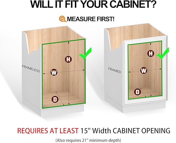 Cabinet Pull Out Shelves (14" W x 21" D), Heavy-Duty Pull Out Shelves for Kitchen Cabinets, Chrome-Plated Steel Slide Out Shelf