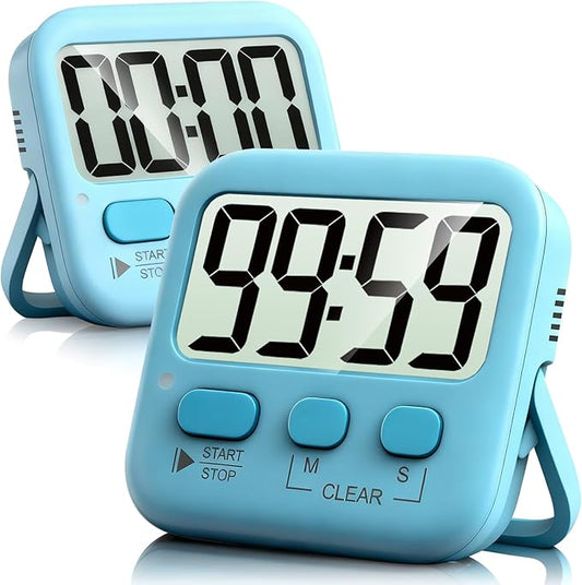 Antonki 2 Pack Digital Timer for Kids, Magnetic Countdown Kitchen Timers for Cooking, Egg, Classroom, Teacher, Exercise, Study, Oven - Battery Included